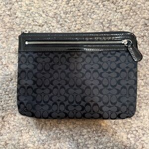 Coach Black Patterned Pouch with Zipper
